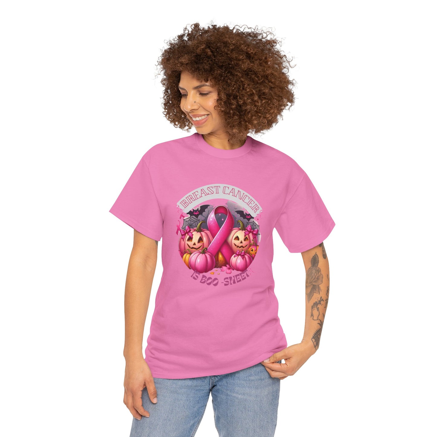 Breast Cancer Boo Sheet Unisex Heavy Cotton Tee