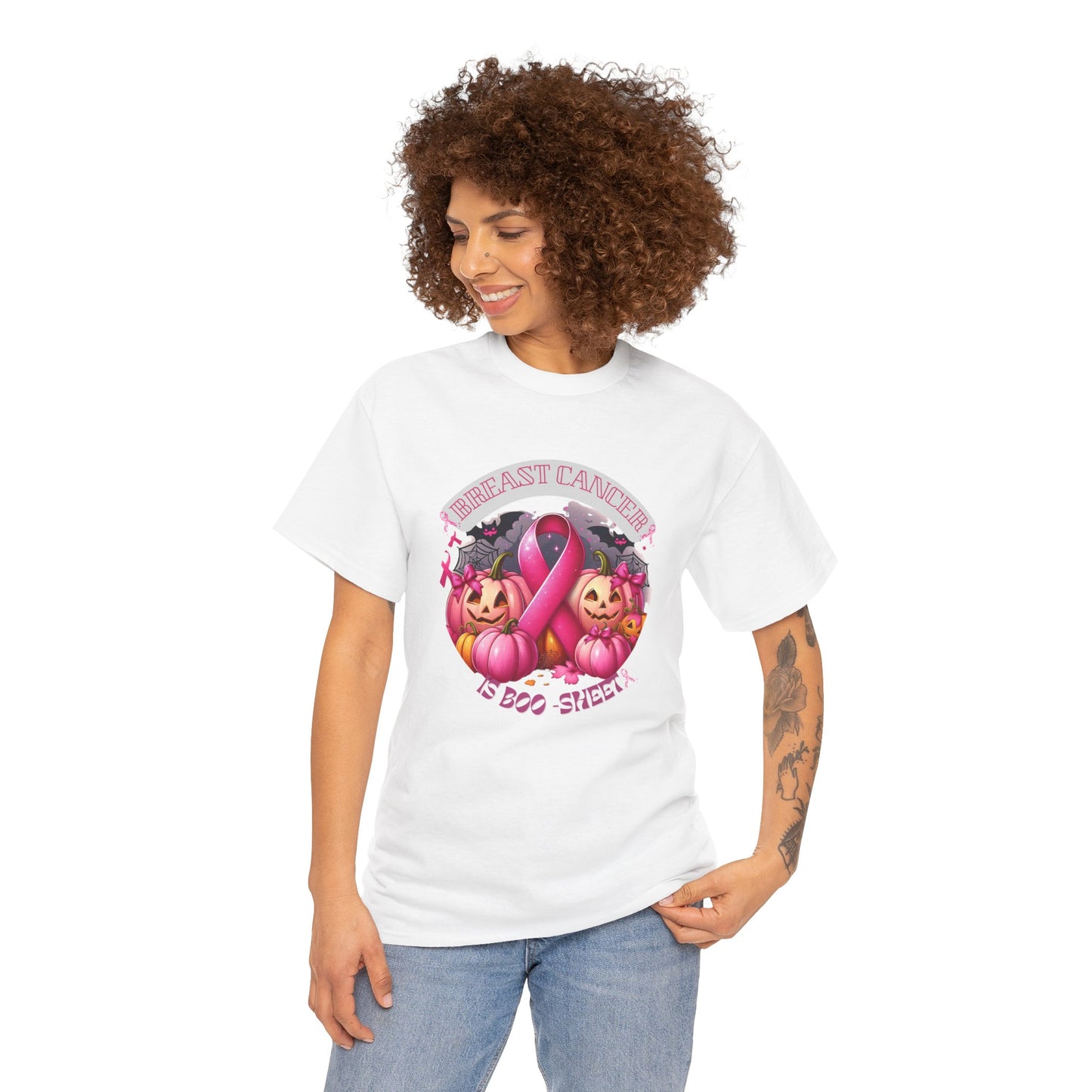 Breast Cancer Boo Sheet Unisex Heavy Cotton Tee