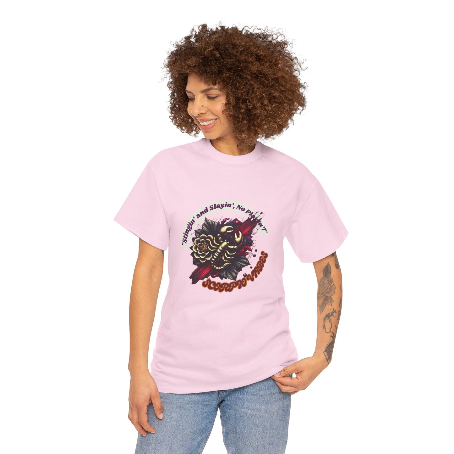 Scorpio Stinging and Slaying T- Shirt Unisex Heavy Cotton Tee