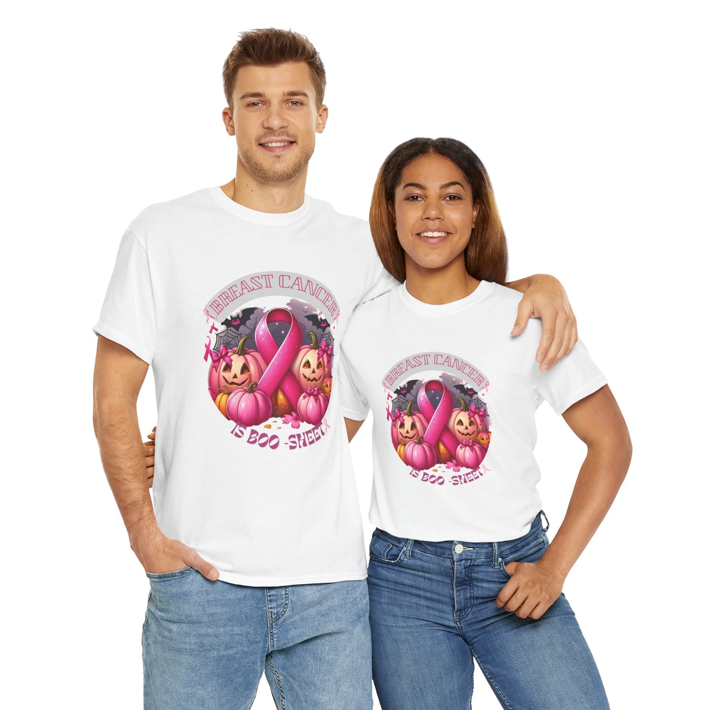 Breast Cancer Boo Sheet Unisex Heavy Cotton Tee