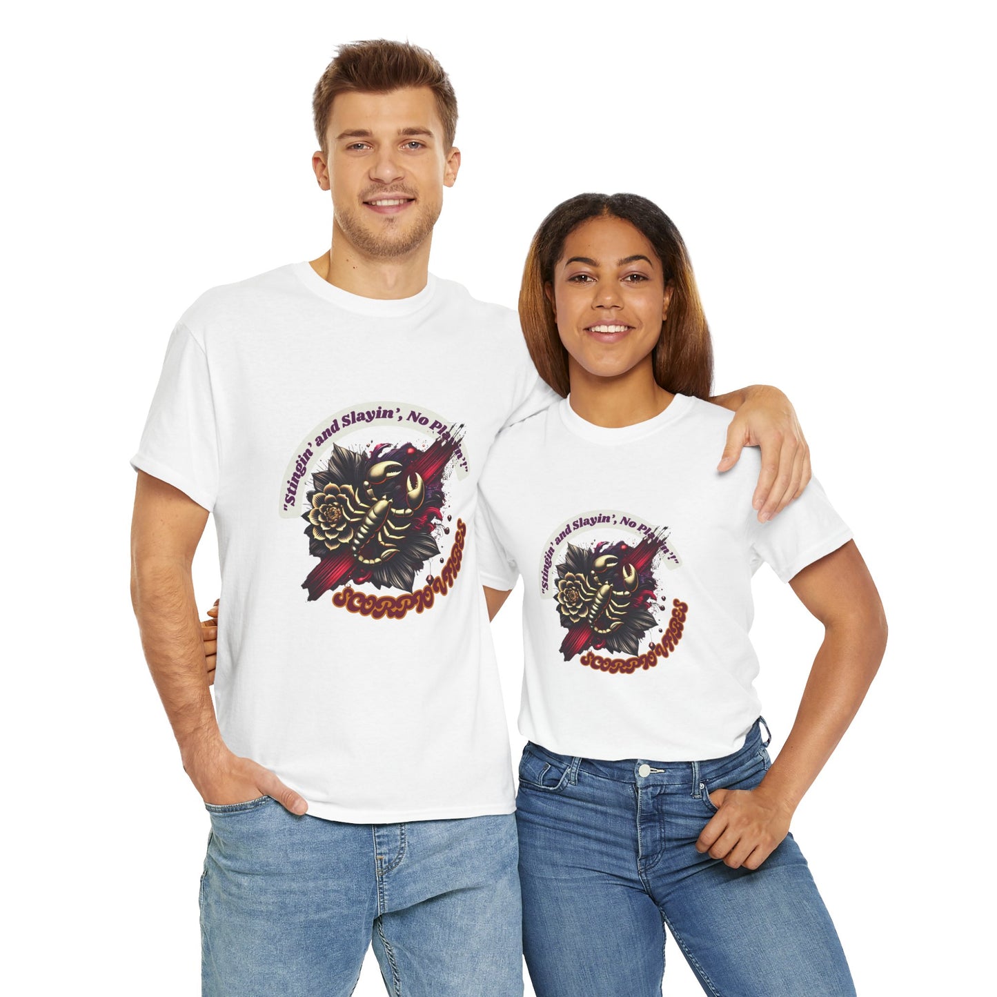 Scorpio Stinging and Slaying T- Shirt Unisex Heavy Cotton Tee