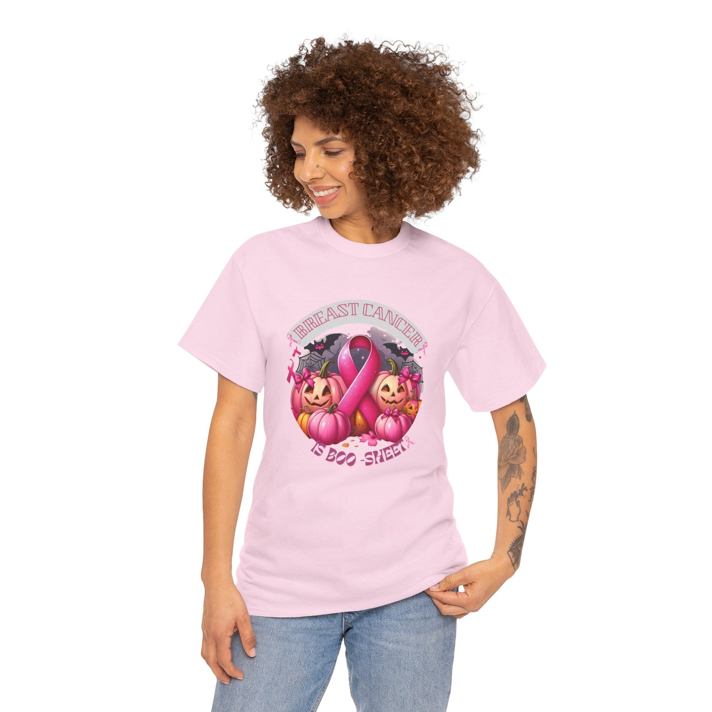 Breast Cancer Boo Sheet Unisex Heavy Cotton Tee