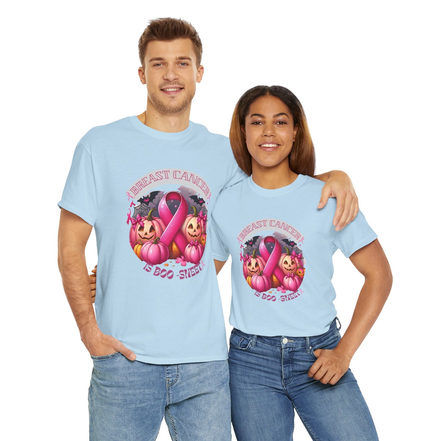 Breast Cancer Boo Sheet Unisex Heavy Cotton Tee